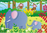 Vibrant jungle puzzles for kids aged 3+, featuring 12, 16, 20, and 24 pieces to enhance cognitive and motor skills.