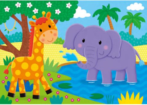 Colorful animal-themed puzzles for toddlers, promoting matching skills with 2 to 5 pieces each. Perfect for ages 18 months and up.