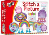 Colorful Galt - Stitch a Picture kit featuring printed boards and chunky wool for kids’ embroidery projects, ideal for creative play.