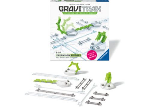 Adjustable length bridges for the GraviTrax track system, enhancing creativity and STEM learning for kids aged 8 and up.