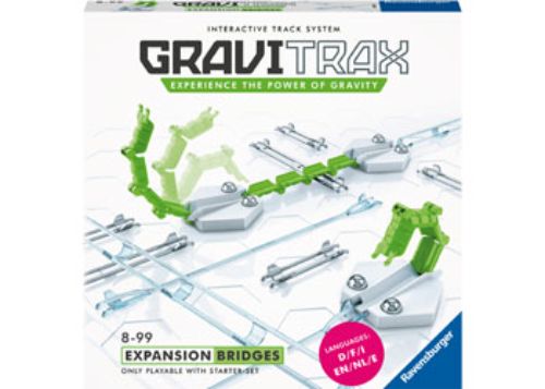 GraviTrax Expansion Bridges set with adjustable bridges and rail components for enhanced STEM track designs and creativity.