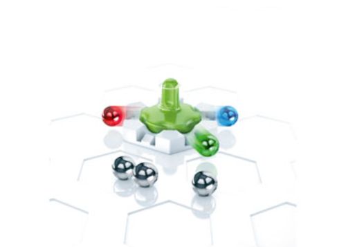 Colorful GraviTrax action pack featuring unique balls and a spinner to enhance marble run designs and promote STEM learning.