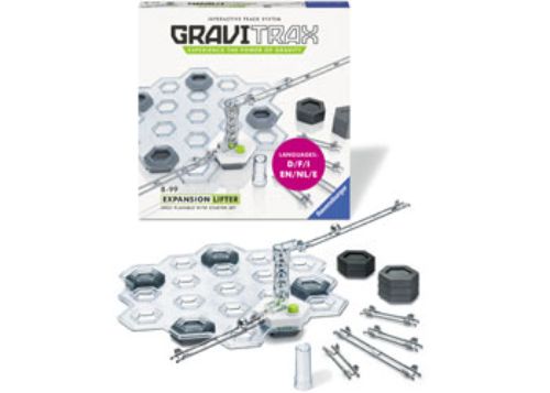 GraviTrax Expansion Lifter elevates marbles with a button, featuring 27 pieces for creative, STEM-focused play.