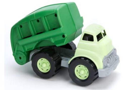 Eco-friendly Green Toys Recycling Truck for kids, featuring moveable recycling bed and no metal axles for safe play.