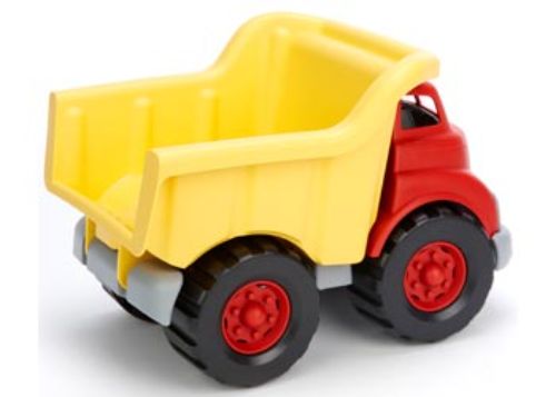 Eco-friendly Green Toys Dump Truck made from recycled plastic, features a functional dumper, perfect for imaginative play.