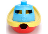 Colorful Green Toys Tug Boat for toddlers, made from recycled plastic, perfect for bath play and motor skill development.