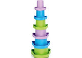 Eco-friendly Green Toys Stacking Cups Set of 6 for toddlers, vibrant colors, promotes play, counting, and problem-solving skills.