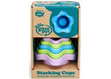 Eco-friendly Green Toys Stacking Cups Set of 6, designed for toddlers to stack, pour, and learn basic counting skills.