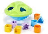 Eco-friendly Green Toys Shape Sorter featuring 8 colorful shapes for skill development and sustainable play.