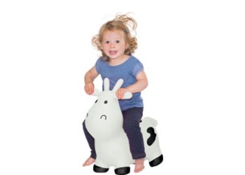 Inflatable White Cow bouncing toy for toddlers, promoting active play, balance, and motor skills development.