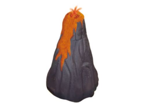 Hands-on volcano science kit for kids, featuring a plastic model, eruption materials, and engaging educational content.