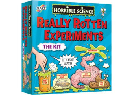 Horrible Science kit featuring hands-on experiments like fake poo and slime, inspiring creativity and fun for ages 10+.