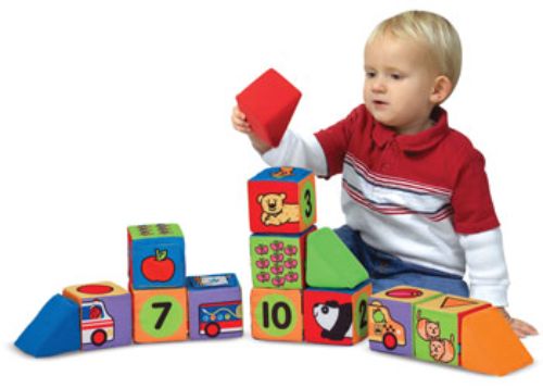 Colorful soft blocks for toddlers, promoting motor skills, creativity, and matching activities through engaging designs.