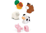 Vibrant toy set of ten linkable blocks to create five farm animals, fostering fine motor skills and imaginative play for infants.