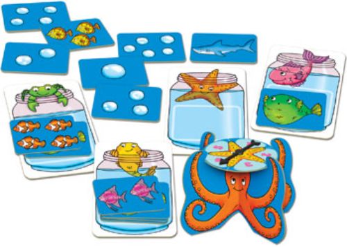 Colorful Orchard Game - Catch and Count with 3D octopus spinner, bubble cards, and playful sea creature designs for kids.