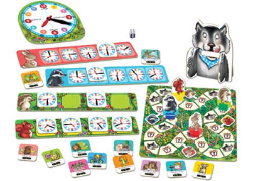 Engaging Orchard Game that teaches kids time-telling with cute animal characters and a fun forest theme.