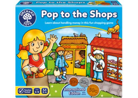 Colorful board game featuring vibrant 3D characters and play money for a fun shopping adventure, teaching money skills.