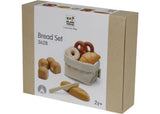 Wooden PlanToys Bread Set featuring vibrant, realistic bread types for imaginative play and fine motor skill development.