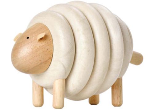 Wooden lacing sheep toy, promoting fine motor skills and creativity for toddlers aged 3 and up, made from eco-friendly materials.