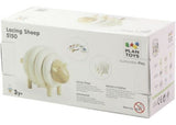 Wooden lacing toy featuring a charming sheep design for fine motor skills and creative play in toddlers.