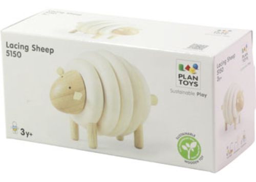 Wooden Lacing Sheep toy for toddlers, enhancing fine motor skills and creativity with colorful threads for engaging play.