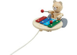 Wooden Pull-Along Musical Bear toy, promotes motor skills, eco-friendly, features enchanting melodies for playful exploration.