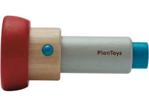 Wooden PlanToys Kaleidoscope allows kids to explore colors and shapes, enhancing creativity and sensory development.