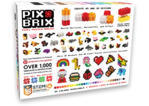 PixBrix Medium Container with 6000 building blocks for creative 2D and 3D projects, perfect for kids and adults.