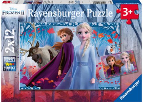 Ravensburger Frozen 2 puzzle set featuring two engaging 12-piece puzzles for preschoolers with beloved characters.