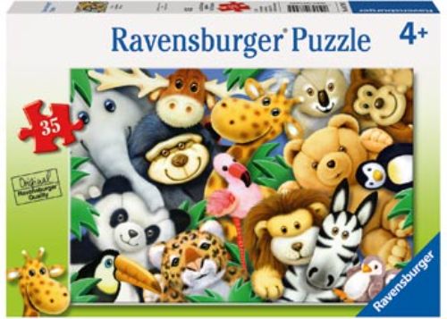 Ravensburger Softies Puzzle features 35 vibrant pieces of lovable farm animals and pets, perfect for preschoolers.