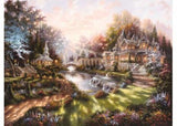 Beautifully illustrated 1000-piece Ravensburger Morning Glory Puzzle showcasing a serene morning scene, perfect for art lovers.