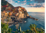 Colorful Cinque Terre villages set against cliffs in a 1500-piece Ravensburger puzzle, perfect for puzzle lovers and art enthusiasts.