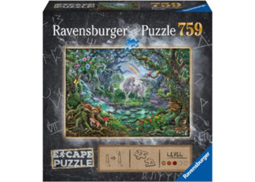 Ravensburger Escape 9 Unicorn Puzzle with 759 pieces, featuring vibrant graphics and an engaging escape room storyline.