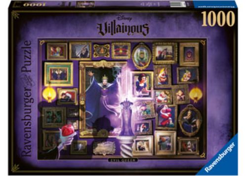 1000-piece Ravensburger puzzle featuring the enchanting Evil Queen from Villainous, measuring 70 x 50 cm when completed.