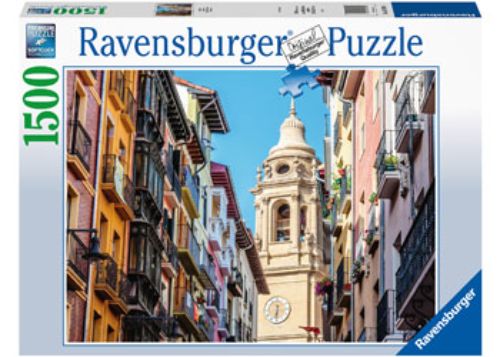 Ravensburger Pamplona Spain Puzzle, 1500 pieces, showcasing the vibrant San Fermín festival, perfect for family fun and home decor.