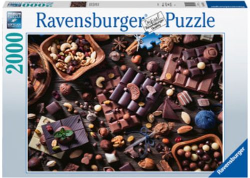 2000-piece Ravensburger puzzle featuring a vibrant array of chocolate treats, perfect for enthusiasts and gift-givers.