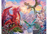 Ravensburger 2000pc Dragonland Puzzle featuring vibrant dragons in a detailed fantasy landscape, ideal for puzzle lovers.