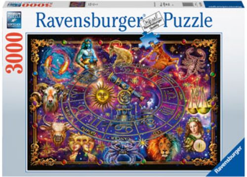 Ravensburger 3000pc Zodiac Puzzle featuring intricate celestial motifs for astrology fans and family bonding.