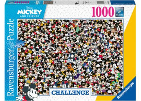 Ravensburger 1000-piece Mickey Mouse puzzle featuring a vibrant, glare-free image, perfect for all ages.