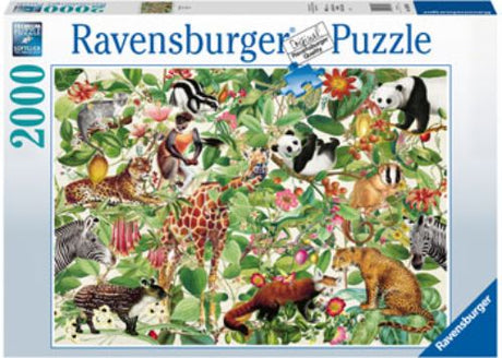 Ravensburger Jungle Puzzle 2000pc featuring vibrant jungle scene, intricate details, and precision-fit pieces for a rewarding challenge.