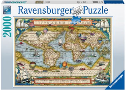 Ravensburger 2000-piece Around the World Puzzle featuring vibrant global landmarks and scenery, perfect for puzzle lovers.