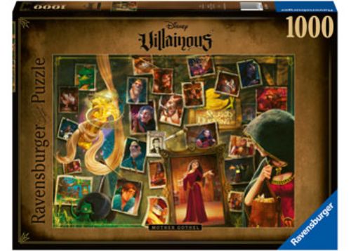 1000-piece puzzle featuring Disney's Mother Gothel from Tangled, with vibrant colors and intricate designs for puzzle lovers.