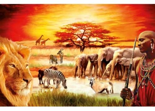 Majestic 3000-piece Ravensburger puzzle showcasing vibrant Maasai culture, measuring 121 x 80 cm when completed.