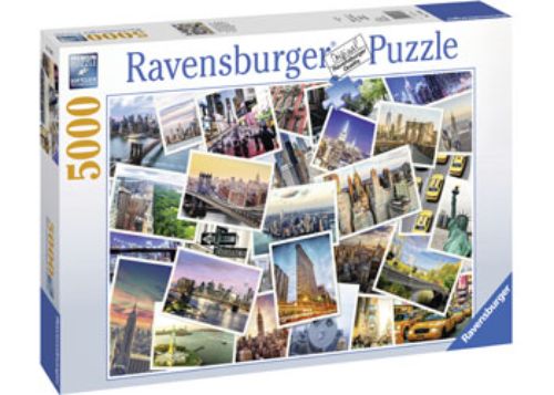 5000-piece Ravensburger puzzle showcasing the vibrant New York City skyline with intricate architectural details.