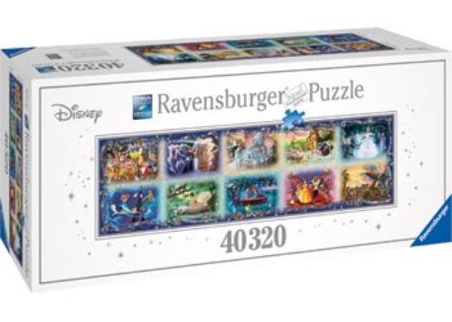 Alt text: Ravensburger 10 Classic Memorable Moments puzzle featuring 40,320 pieces of beloved Disney films in vibrant, hand-drawn art.