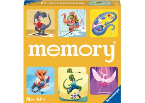 Colorful memory game featuring dinosaurs in sports, ideal for kids to enhance cognitive skills and family bonding.