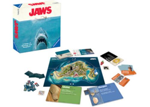 Ravensburger Jaws Strategy Game: Intense battle between shark and hunters, featuring thrilling gameplay for 2-4 players.