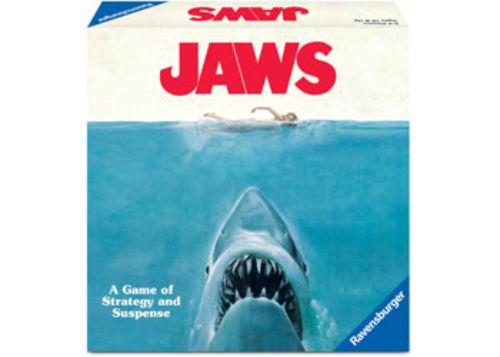 Ravensburger Jaws Strategy Game: Thrilling 2-4 player board game featuring sharks and heroic hunters on Amity Island.