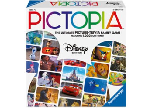 Disney Pictopia Game: A vibrant trivia game for 2-6 players featuring 200 cards about Disney's animated classics and films.