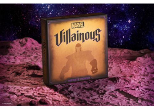 "Marvel Villainous Infinite Power Game showcasing iconic villains, vibrant game pieces, and dynamic board gameplay elements."